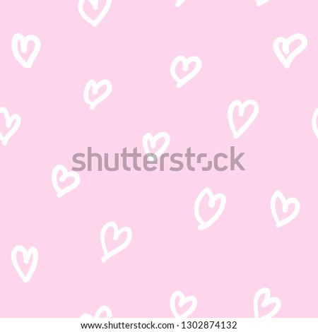 Cute pink endless pattern with hand-drawn hearts. Seamless lovely graphic design. Fashion, interior, wrapping, packaging suitable.
