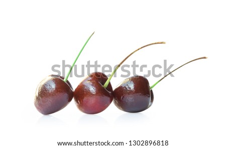 Sweet cherry isolated on white background.