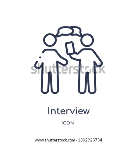 Linear interview icon from Human resources outline collection. Thin line interview icon isolated on white background. interview trendy illustration