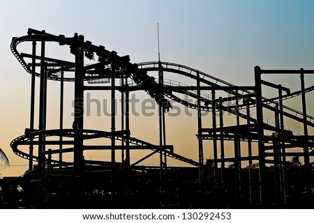 Roller coaster in amusement park Royalty-Free Stock Photo #130292453