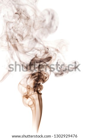 Movement brown smoke on a white background