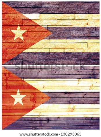 Vintage wall flag of Cuba collage