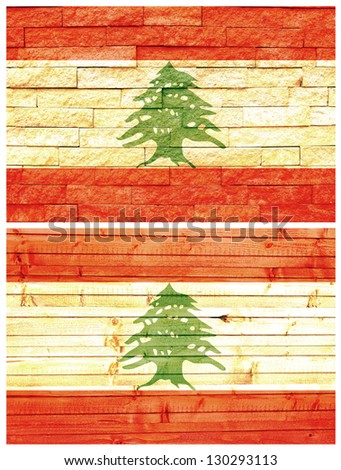 Vintage wall flag of Lebanon collage