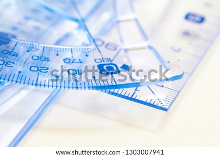 Plastic rulers on the white