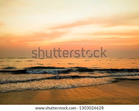 Landscape of paradise tropical Cox bazer beach, sunrise shot.