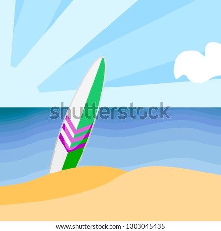 Beautiful beach landscape image. Summer season. Vector illustration design