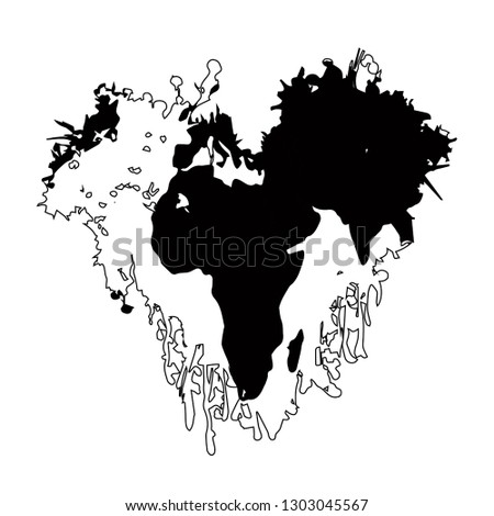 Black and white watercolor of an earth planet. Vector illustration design