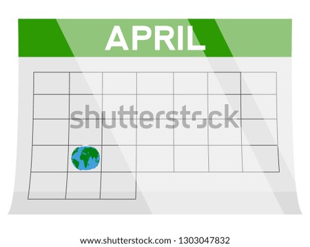 April monthly calendar with a earth planet inside. Vector illustration design