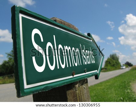 Solomon Islands signpost along a rural road