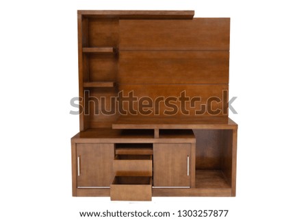 Wooden wardrobe isolated on white background