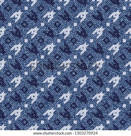 Jeans background with Houndstooth Tartan geometric print fashion design. Denim Seamless Vector Pattern Tile. Blue jeans cloth Dog tooth Check Fabric Texture. 