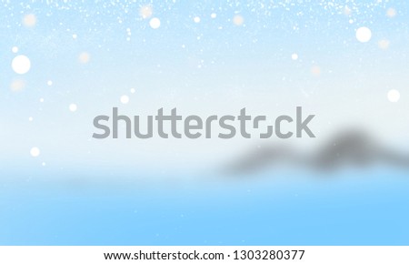 Winter background. Winter bright landscape with snowdrifts and falling snow with tree ,Sun light and blue blurry background.Concept for winter background,Snow and cute pastel December background Bokeh