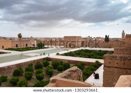 Perspective view of the remains of the amazing Palais el-Badi.
Marrakech, Morocco.