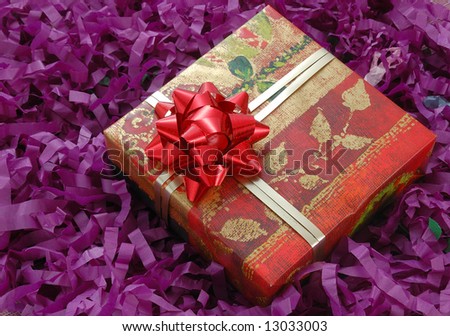 gift box on purple background