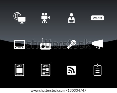 Media icons on black background. Vector illustration.