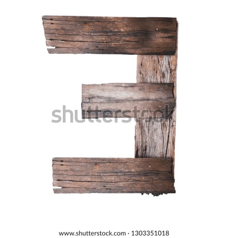 Number three made from old wooden boards 