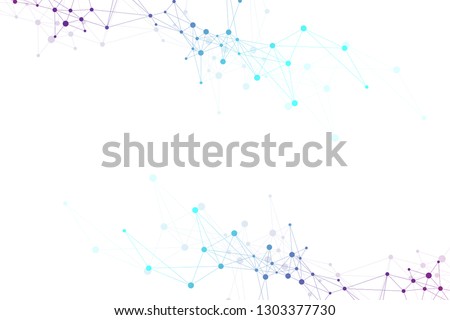 Geometric abstract background with connected line and dots. Network and connection background for your presentation. Graphic polygonal background. Scientific vector illustration