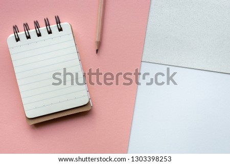 mockup image.pink office equipment on desk table.blank background empty copy space for text design studio creativity ideas for study,education,business modern accessories at workplace.blogging,blog 