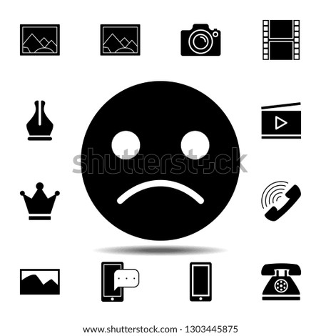 emoji sad face icon. Simple glyph illustration element of web, minimalistic icons set for UI and UX, website or mobile application