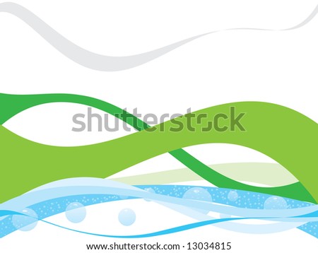 Abstract illustration of water, mountains and clouds