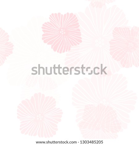 Light Red vector seamless doodle background with flowers. Abstract illustration with flowers in doodles style. Texture for window blinds, curtains.