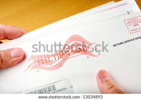 Voter receiving ballot through mail Royalty-Free Stock Photo #13034893