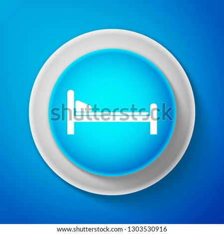 Hospital Bed icon isolated on blue background. Circle blue button. Vector illustration