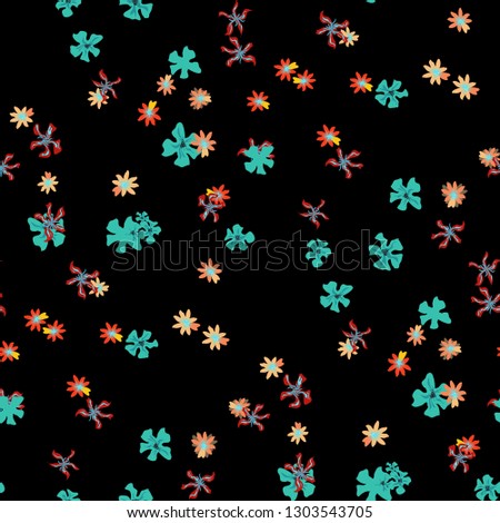 Small Floral Seamless Texture with Cute Wild Flowers. Feminine Rapport for Print, Linen, Fabric in Trendy Liberty Style. Colorful Seamless Pattern with Tiny Flowers. Vector Background