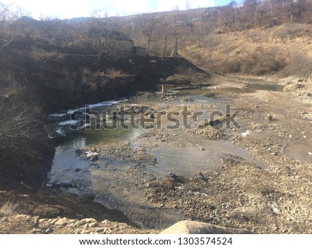 River flowing from the mountains, Downstream of river, Photo of various views of river