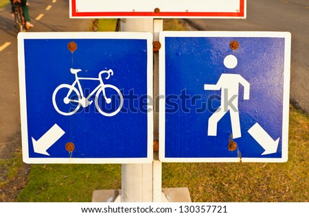 signpost of the ride and walking