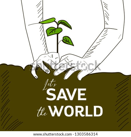 ilustration Lets Save the World Vector