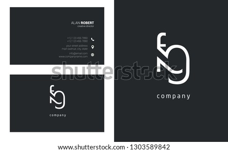 F & G line logo joint letter design with business card template
