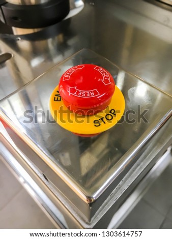 Emergency stop button On the stainless steel box