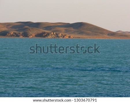Lake Balkhash with desert shores