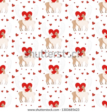 Llamas in love seamless pattern