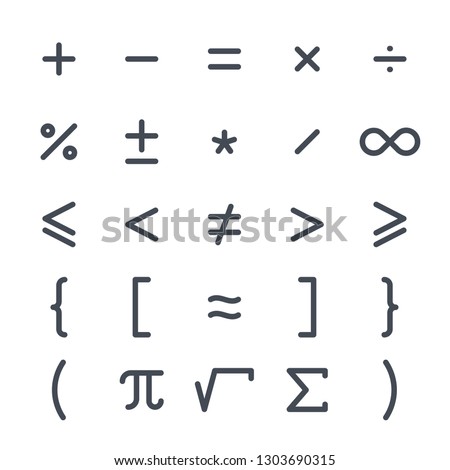 Mathematical Icons. Math symbols. Vector icons for calculation.