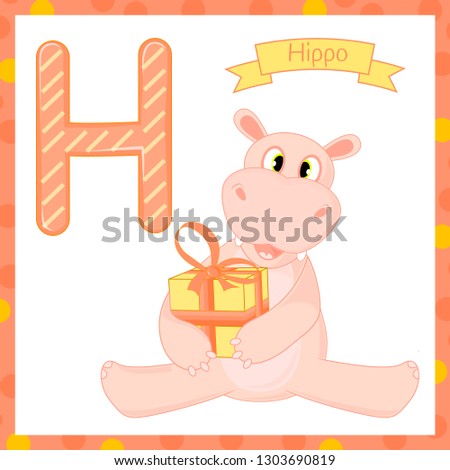 animal alphabet - H for Hippo. Cute and sweet animal hippopotamus
