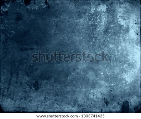 Grunge blue watercolor abstract background, textured old wall, space for your design