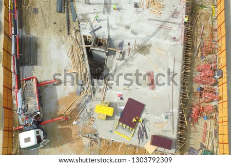 Construction zone aerial photo.