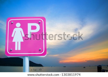 Parking sign for women sky