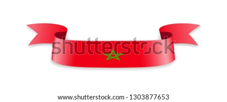 Morocco flag in the form of wave ribbon. Vector illustration.