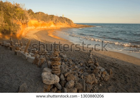 Sunset on the beach of the renega of Oropesa, Spain