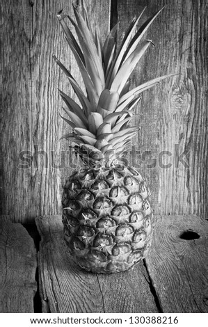 Ripe pineapple black-and-white photo