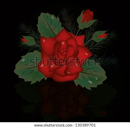 Red Rose flower, vector illustration