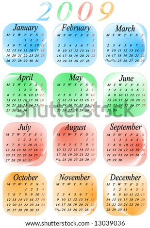 Illustration of calendar for 2009. year