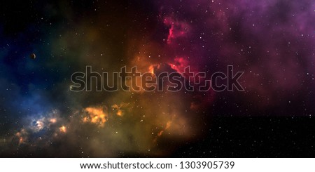 space with stars and clouds