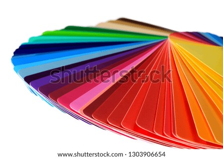 Fan of colored cards. Cards with different colours like a rainbow