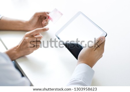 people using credit card for shopping online website on smart phone.