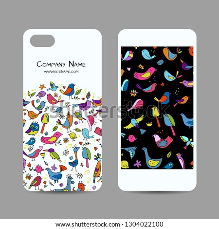 Mobile phone cover design, funny birds background