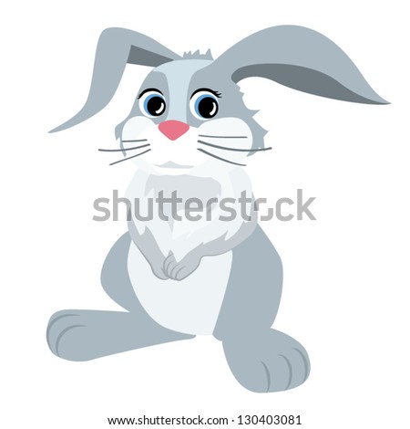 Cute cartoon bunny isolated on white background for Easter banner, postcard or greeting card